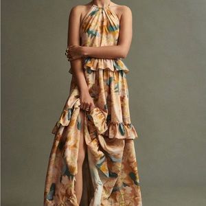 Ruffled tiered floral maxi dress